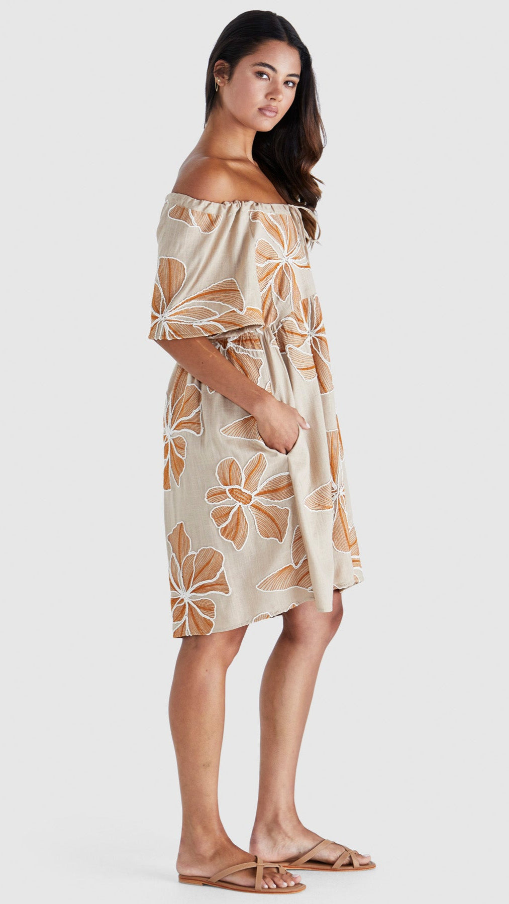 Finley Dress in Tan/Orange