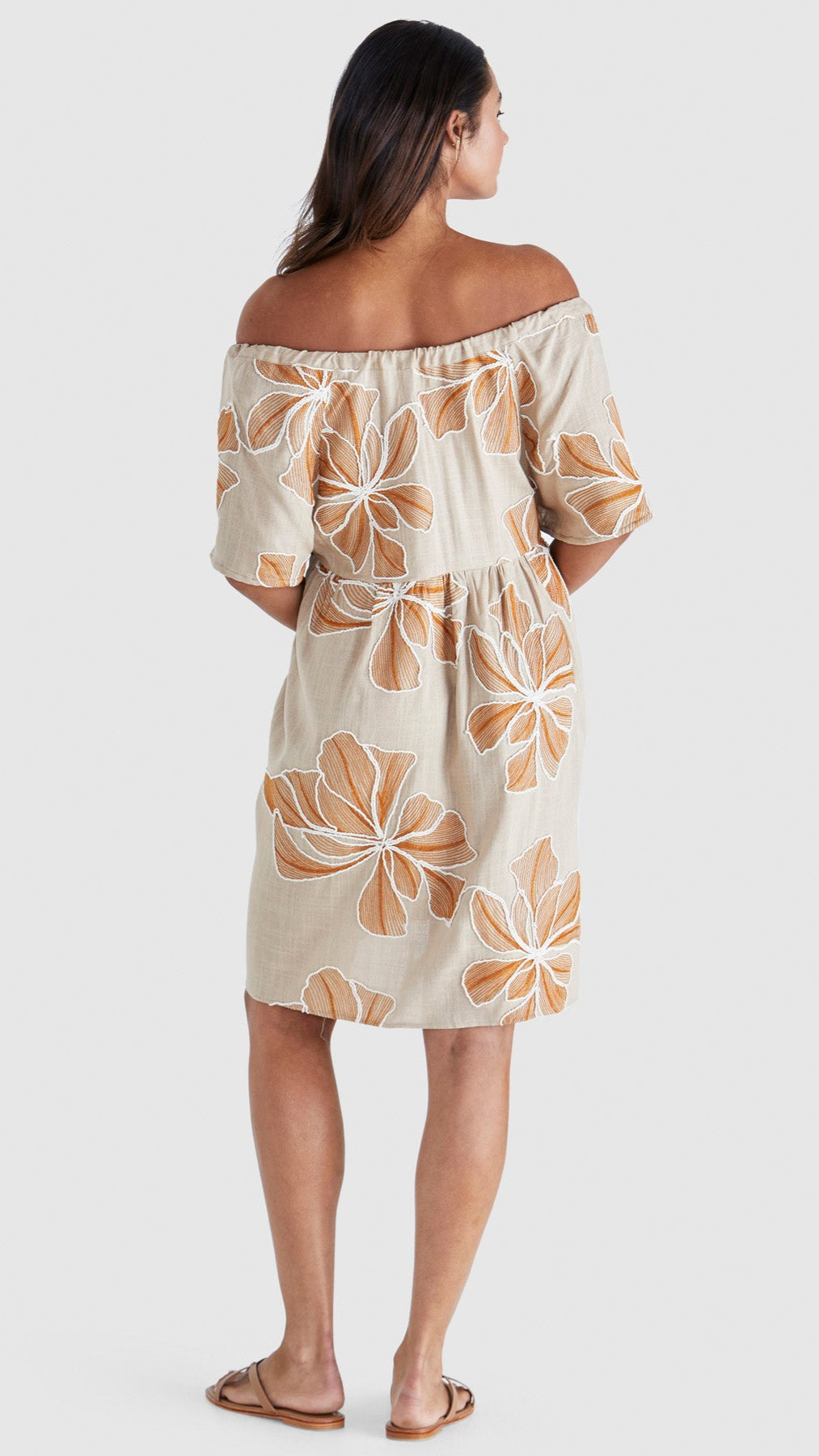 Finley Dress in Tan/Orange