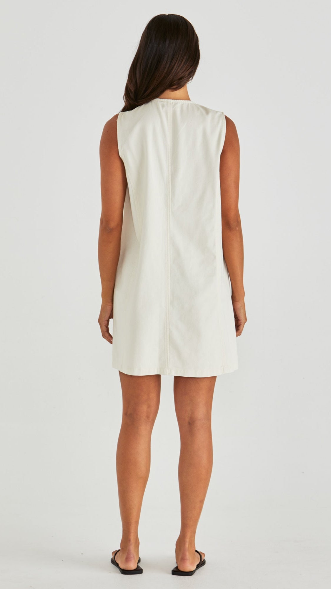 Sabine Denim Vest Dress Cream