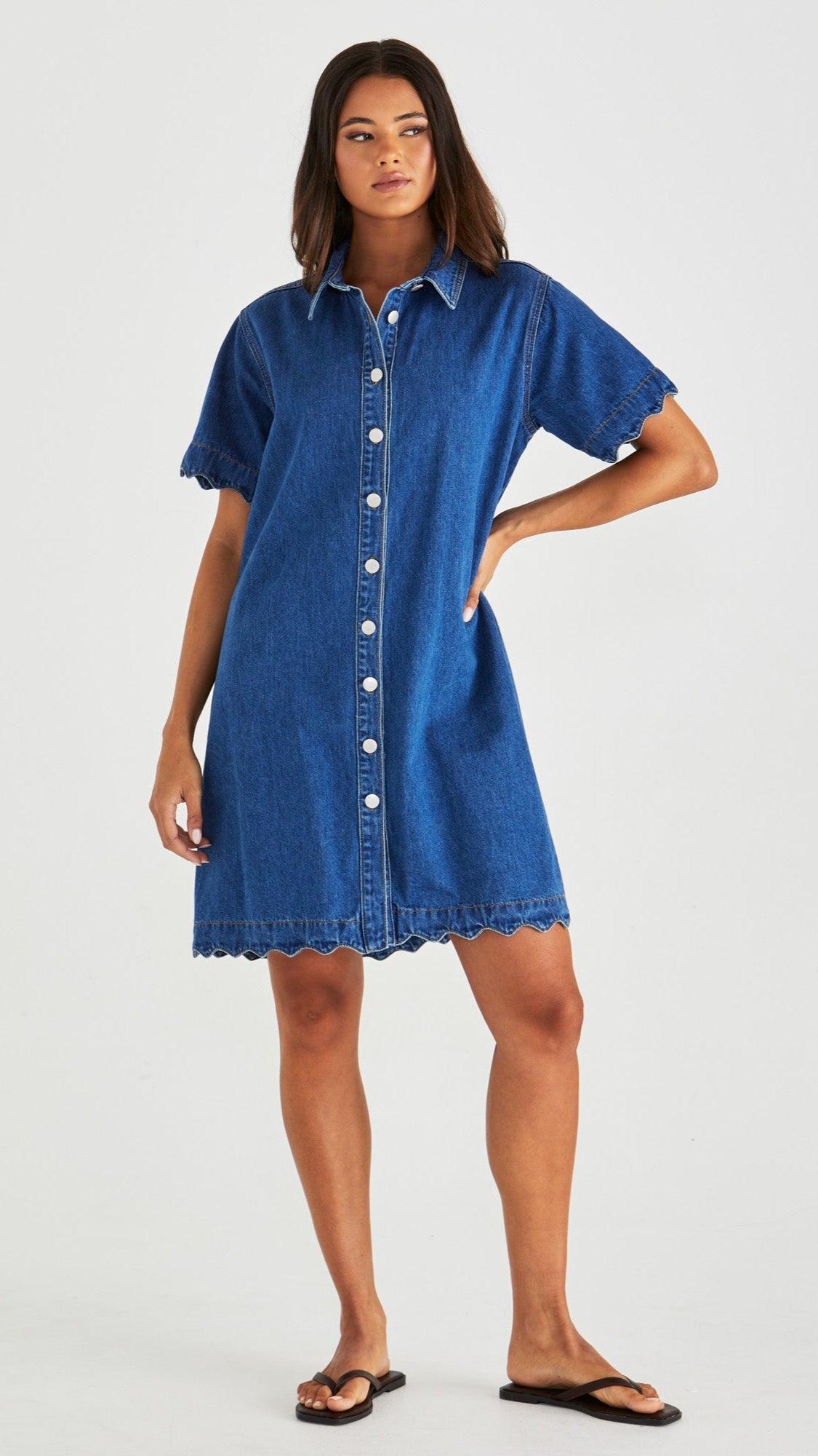 Vale Scalloped Denim Dress