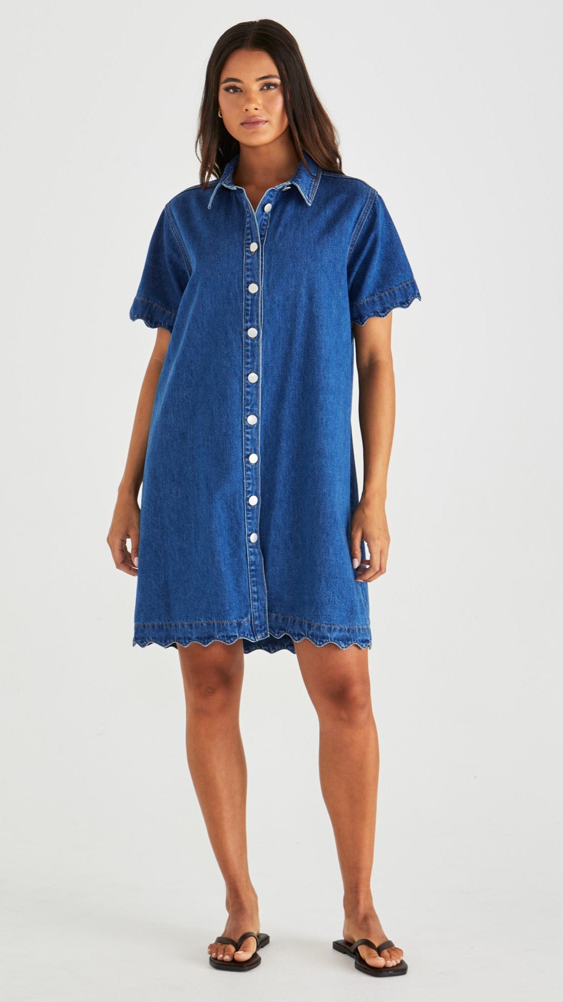 Vale Scalloped Denim Dress