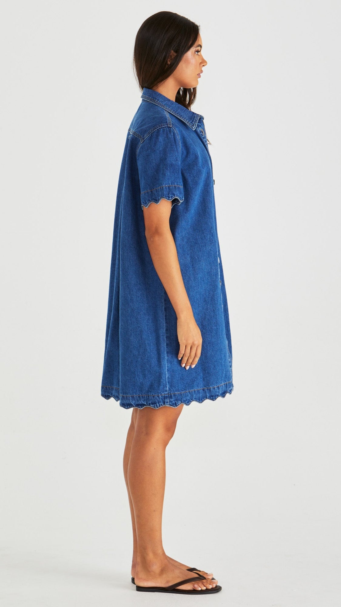 Vale Scalloped Denim Dress