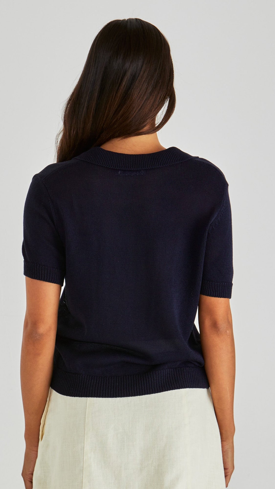 Abbie Knit Polo in Navy