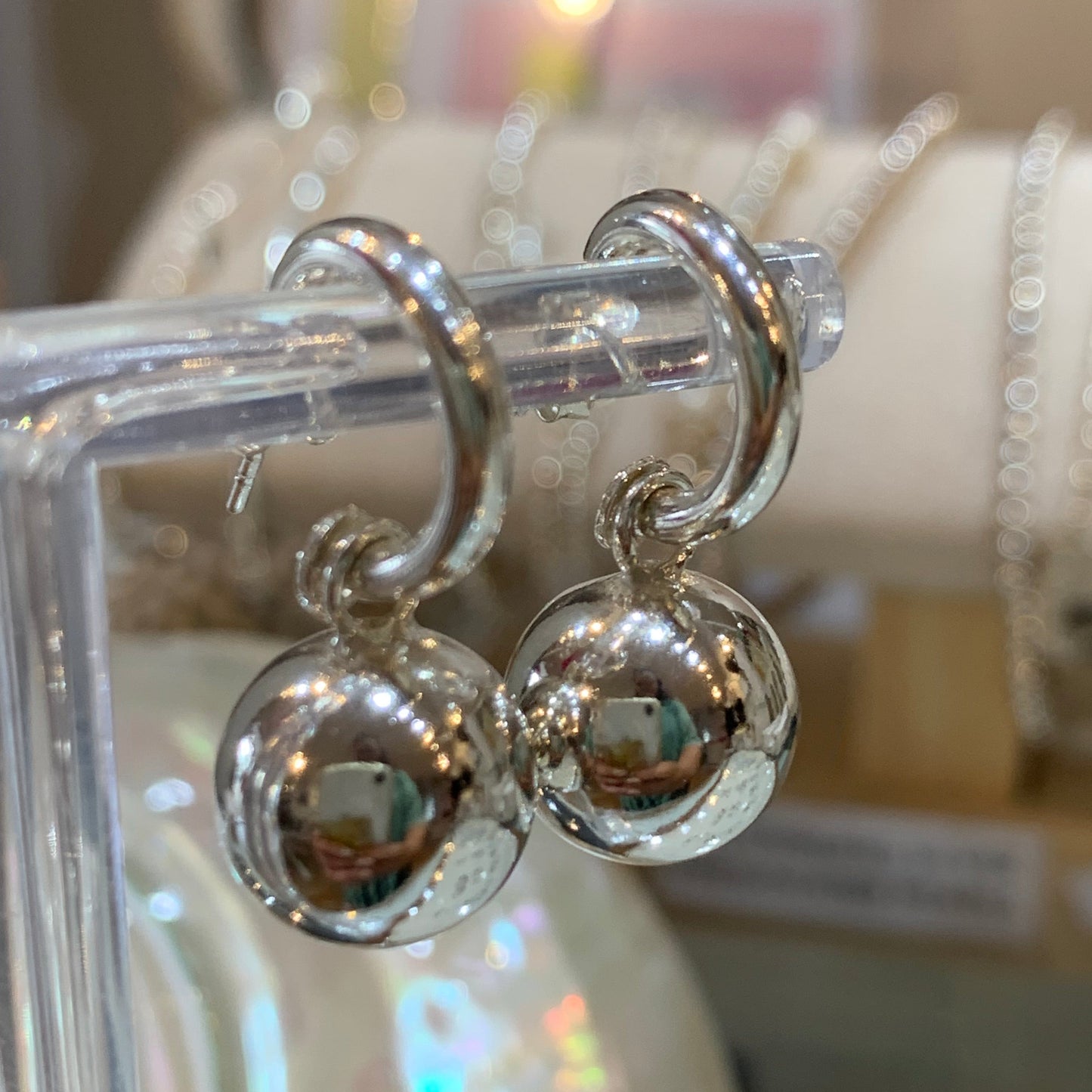 Ball Hoop Stud Earrings