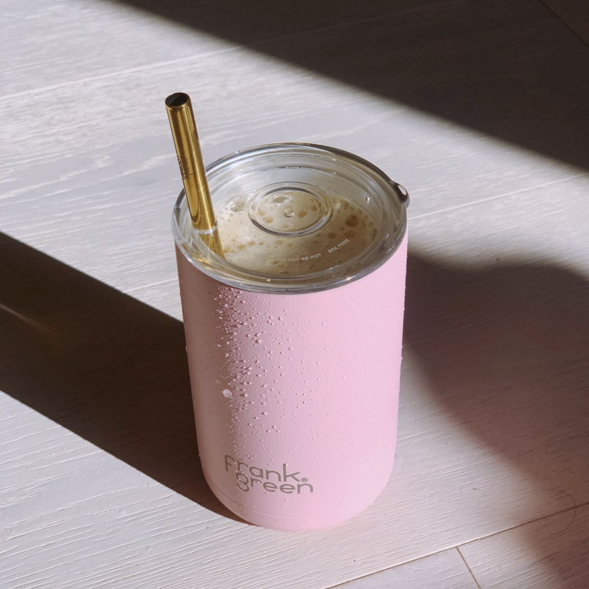 Frank Green Reusable Iced Coffee Cup with Straw Blushed