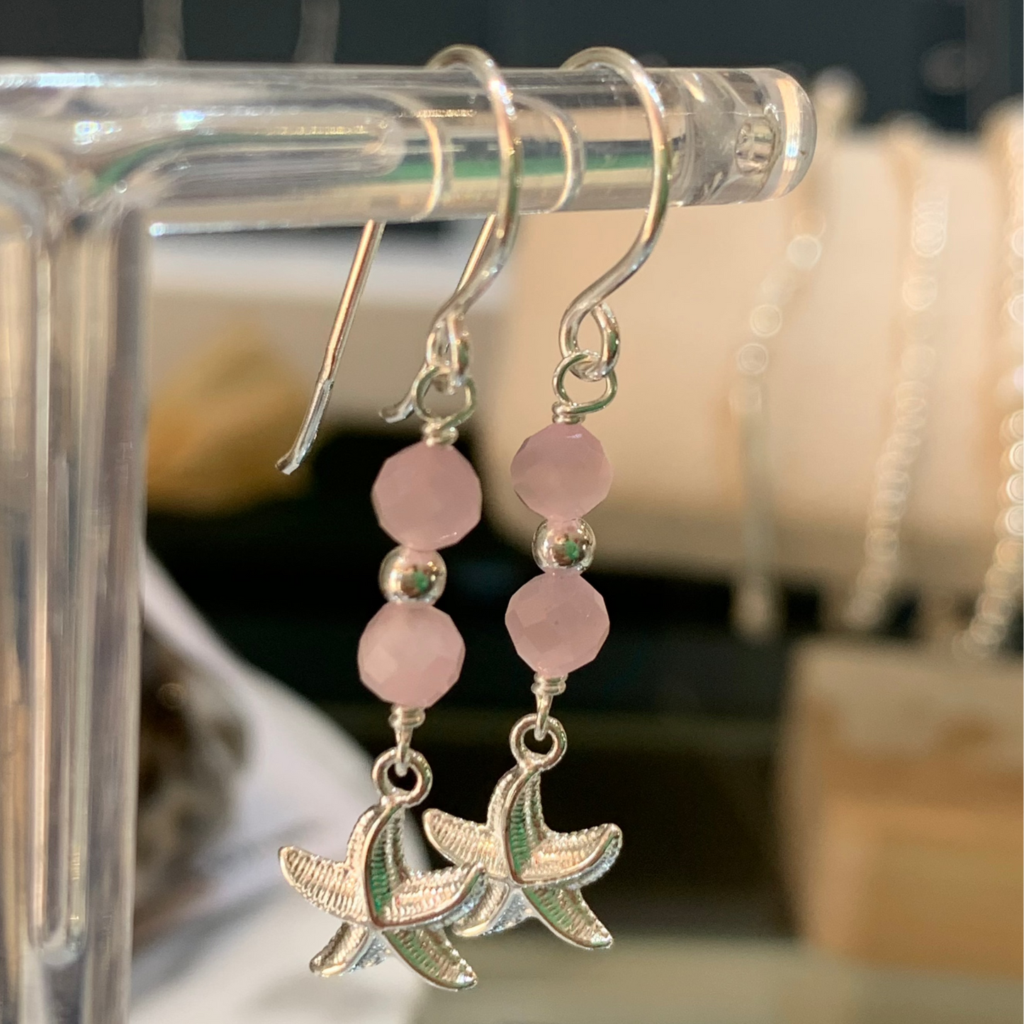 Starfish Pink Charm Drop Earrings