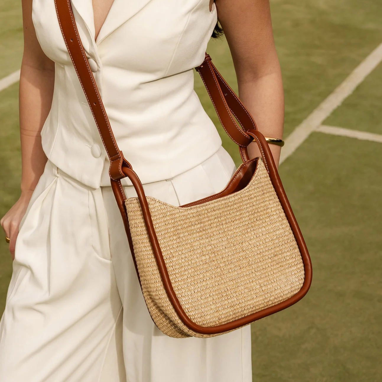 Clare Shoulder Bag Raffia Tan