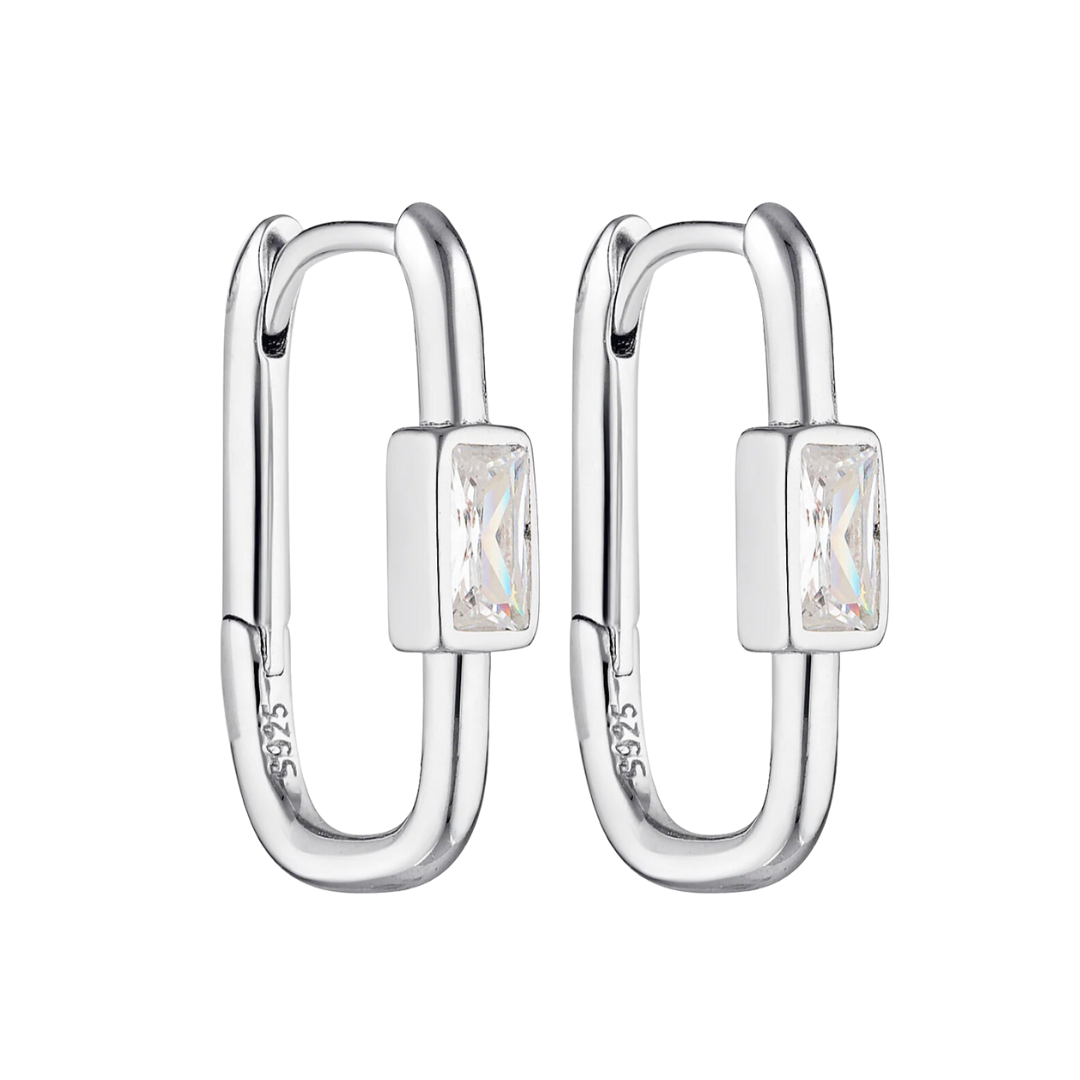Luna Rectangle Hoop Earrings Silver