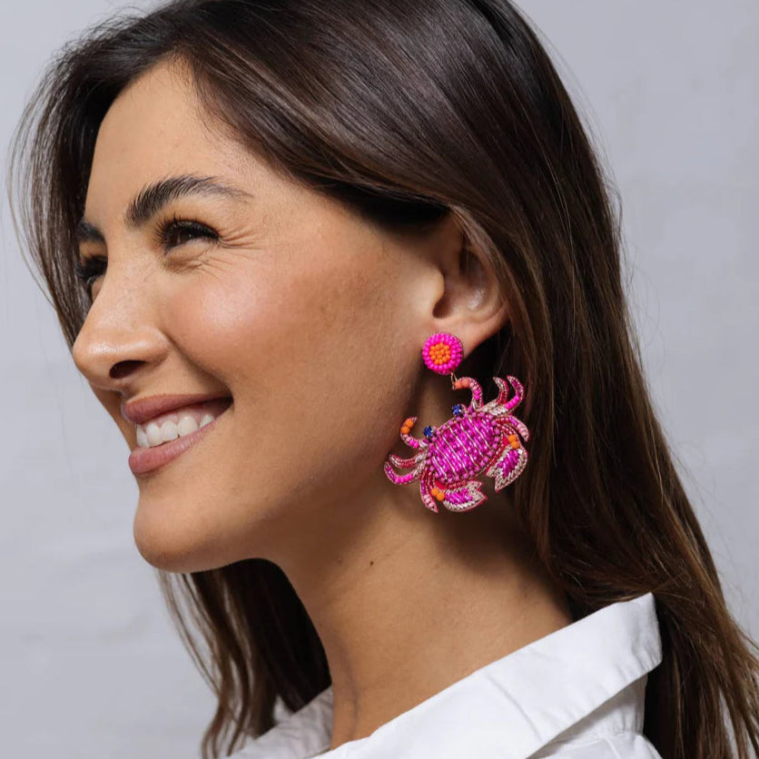 Crab Beaded Statement Earrings