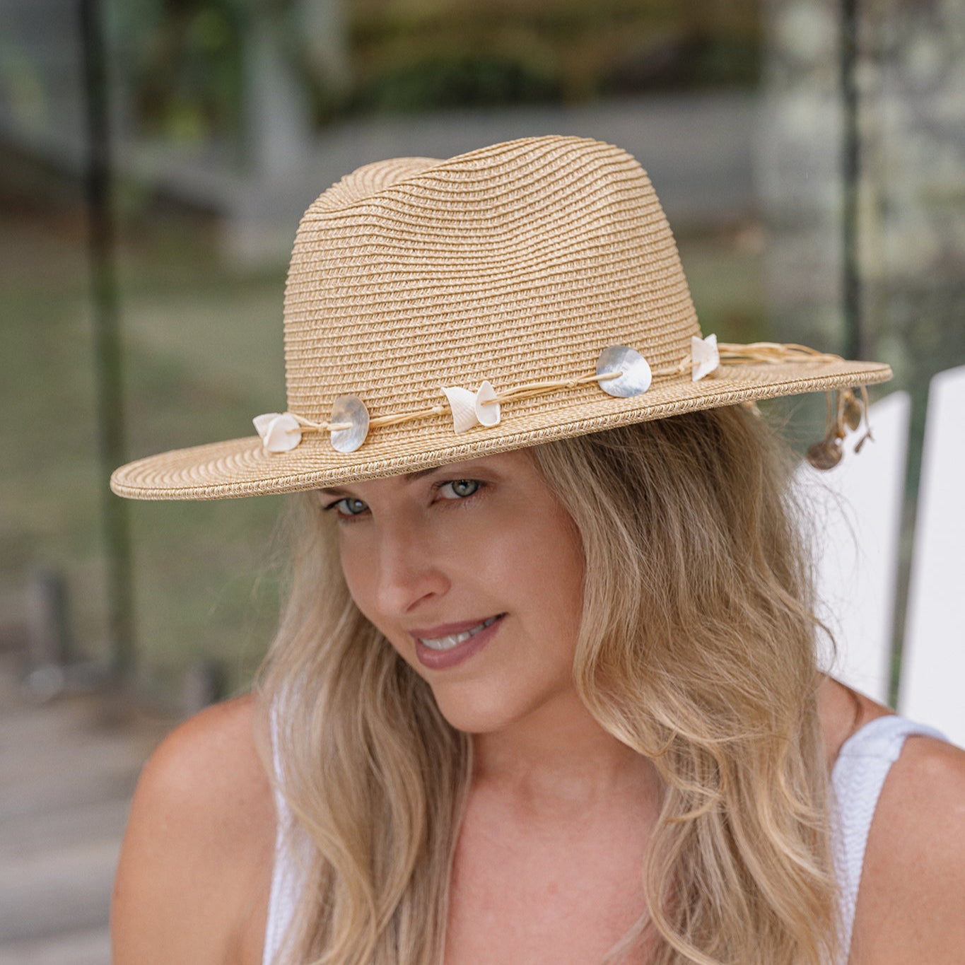 Megan Panama Hat with Shell Detail