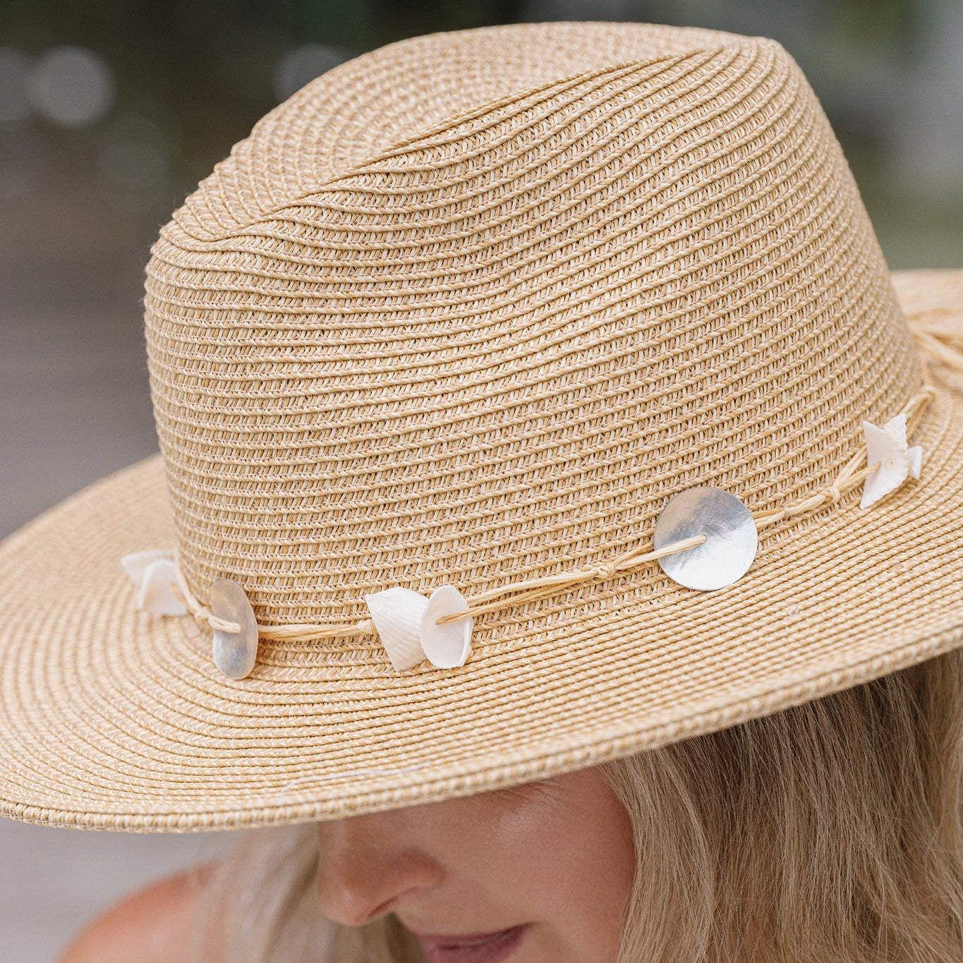 Megan Panama Hat with Shell Detail