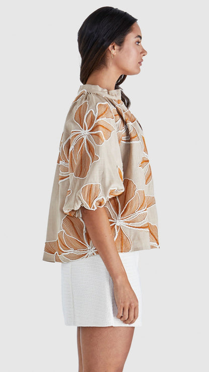 Finley Top in Tan/Orange