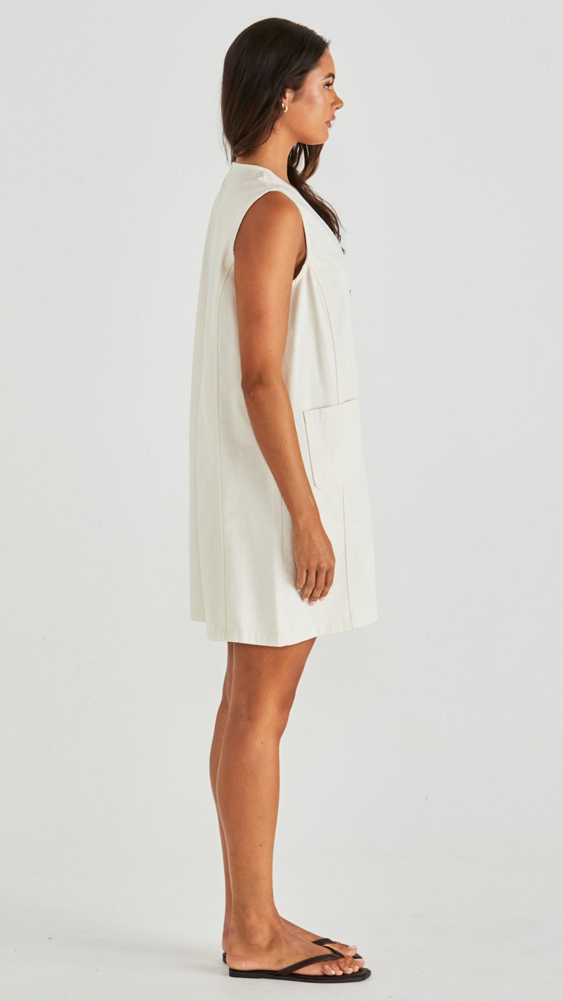 Sabine Denim Vest Dress Cream