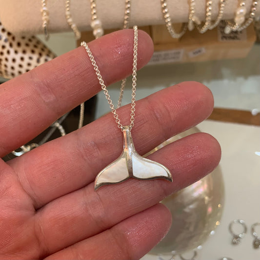 Kai Mother of Pearl Whale Tail Pendant Necklace