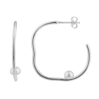 Sera Pearl Hoop Stud Earrings