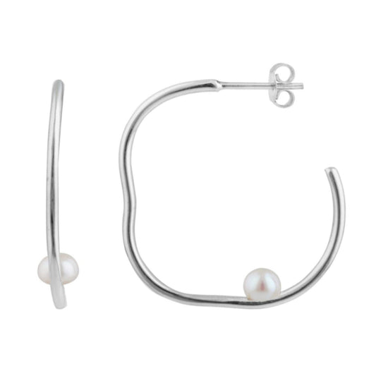 Sera Pearl Hoop Stud Earrings