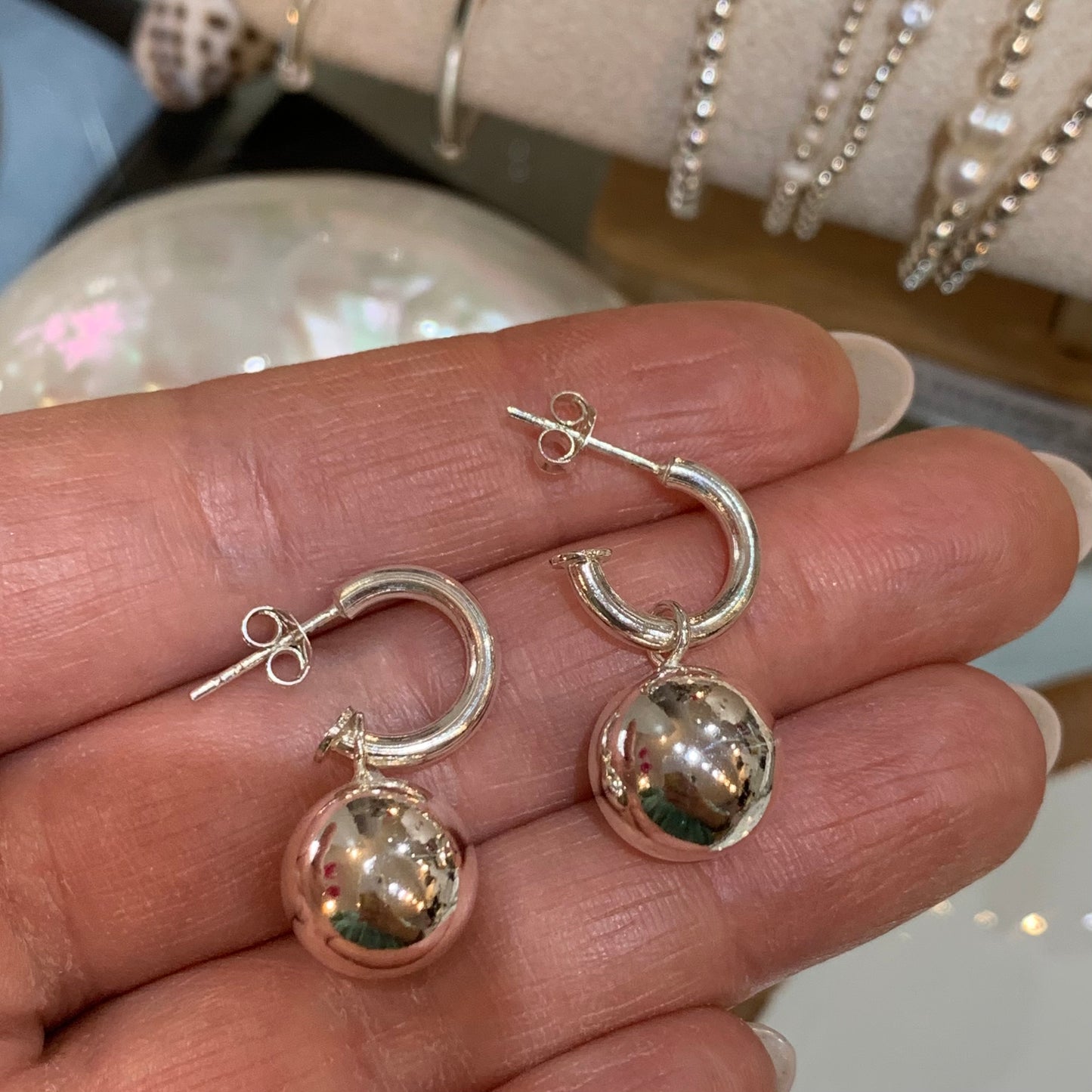Ball Hoop Stud Earrings