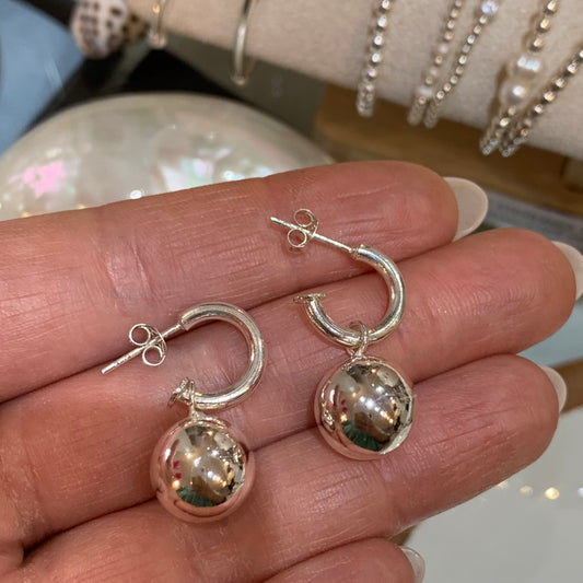 Ball Hoop Stud Earrings