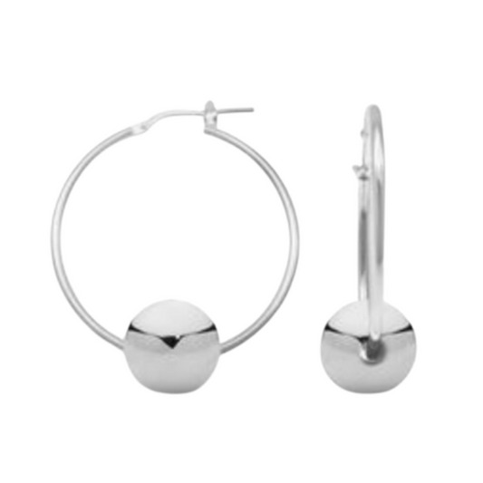 Rue Hoop Earrings with Silver Ball