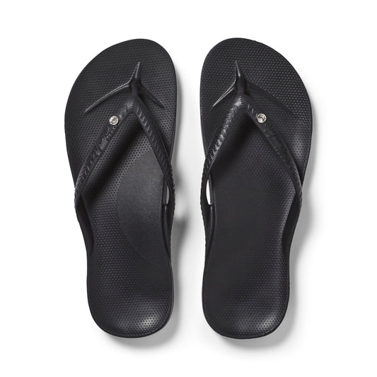 Archies Arch Support Thongs: Black Crystal