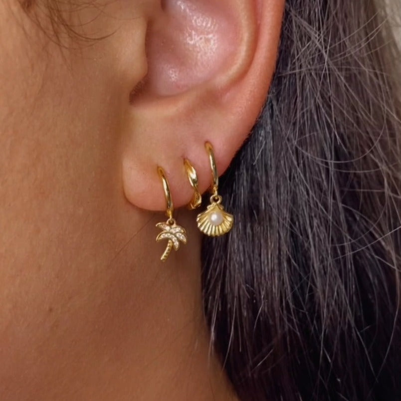 Cora Shell Huggie Earrings