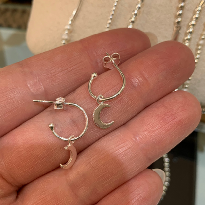 Moon Hoop Stud Earrings