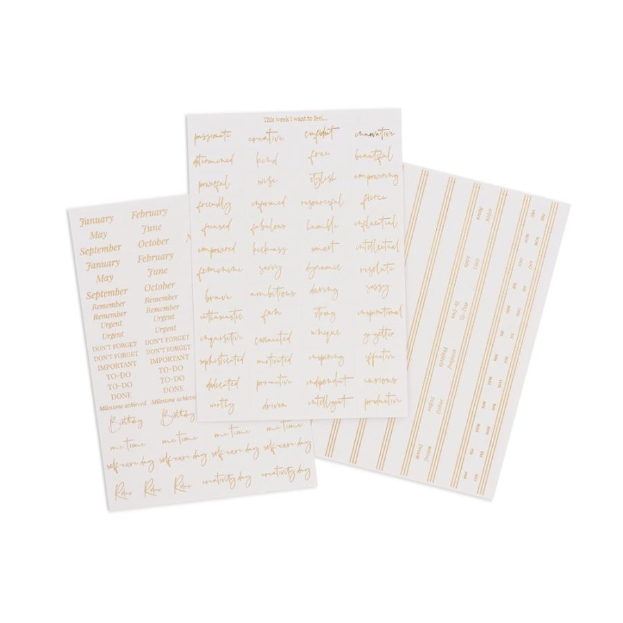 Planner Stickers & Label Set White Gold