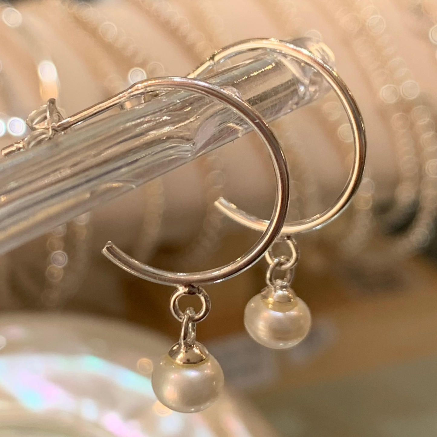 Tide Freshwater Pearl Hoop Studs