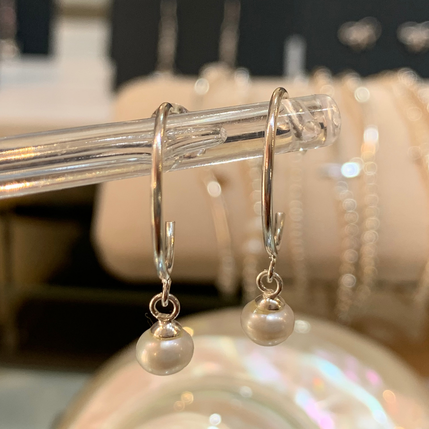 Tide Freshwater Pearl Hoop Studs