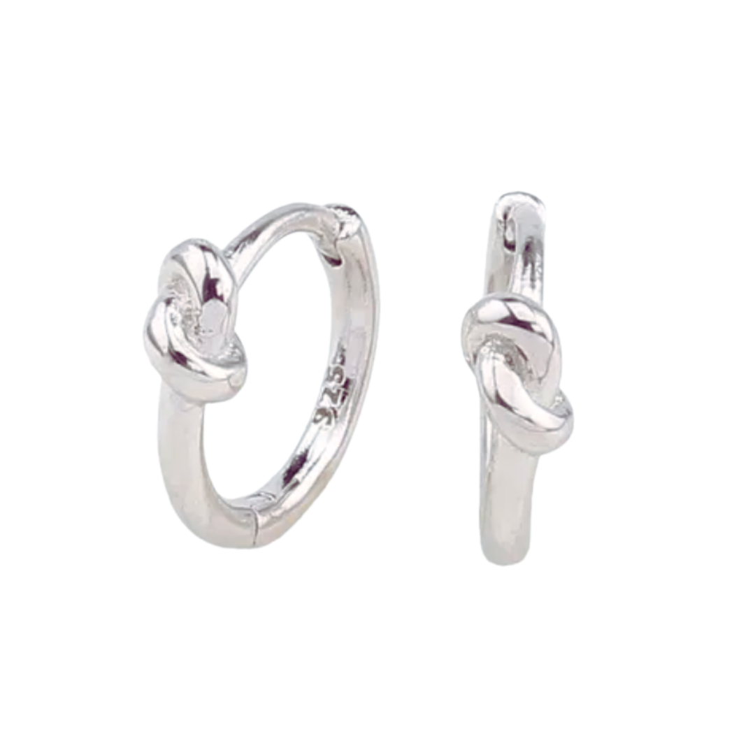 Knot Huggie Earrings Silver