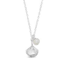 Siren Shell & Freshwater Pearl Necklace - Silver