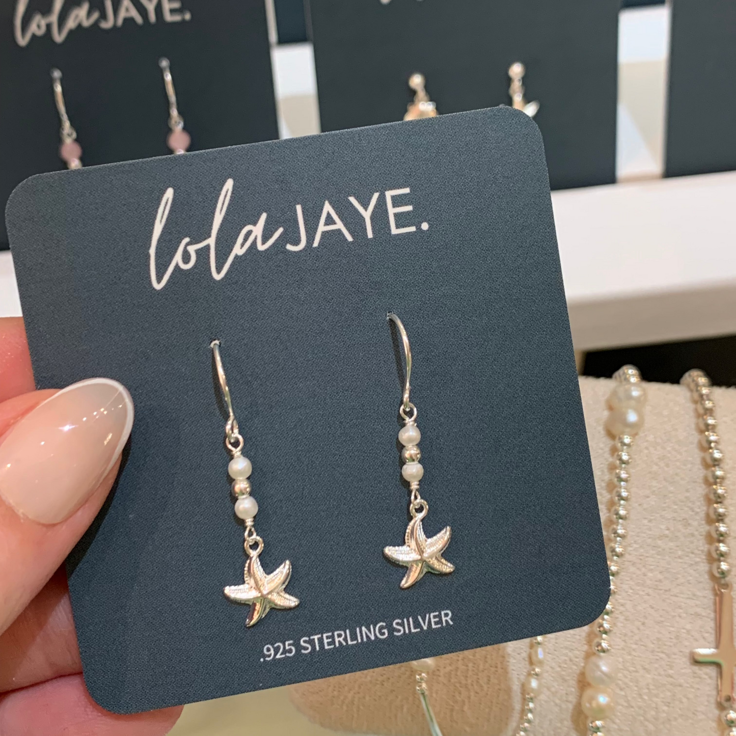 Starfish Freshwater Pearl Charm Drop Earrings