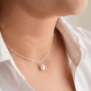 Eva Freshwater Pearl Ball Chain Necklace - Silver