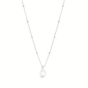 Eva Freshwater Pearl Ball Chain Necklace - Silver