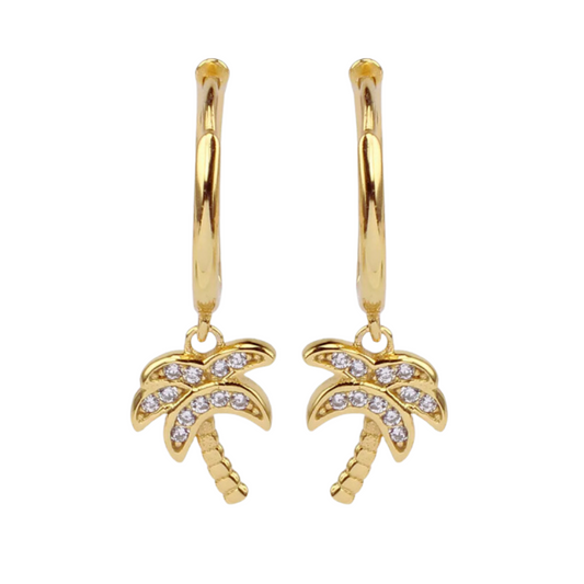 Cove Palm Huggie Earrings