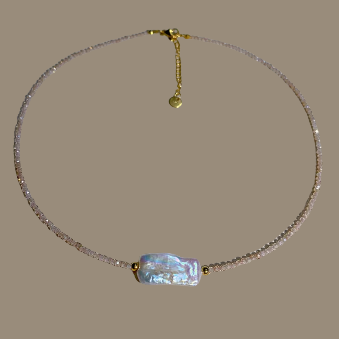 Lotti Beaded Biwa Pearl Pendant Necklace