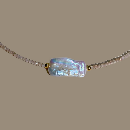 Lotti Beaded Biwa Pearl Pendant Necklace