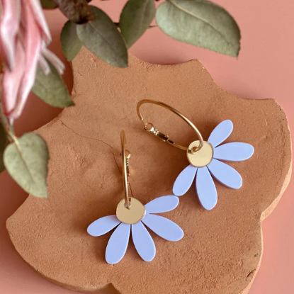 Jumbo Daisy Hoop Earring - Periwinkle & Gold