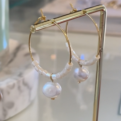 Freshwater Pearl & Bead Hoops