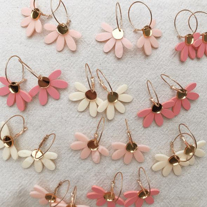Jumbo Daisy Hoop Earring - Lilac and Gold