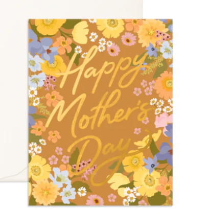Happy Mother's Day Floral Tan Birthday Greeting Card