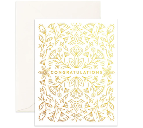 Congratulations White Boho Greeting Card